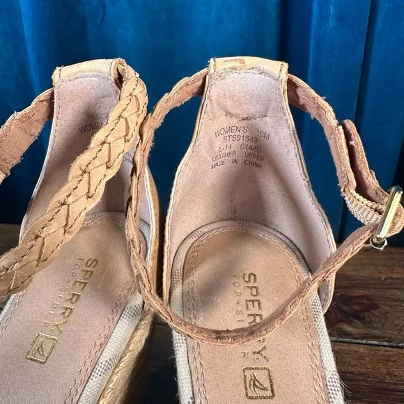 Sperry Skye Leather Espadrille Wedge Sandal Size 10M - Picture 4 of 11